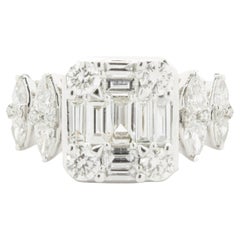 18 Karat White Gold Mosaic Set Diamond Cocktail Ring 18 Karat White Gold Mosaic Set Diamond Cocktail Ring