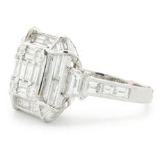 18 Karat White Gold Mosaic Set Diamond Cocktail Three Stone Style Ring