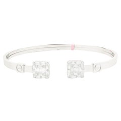 18 Karat White Gold Mosaic Set Diamond Cuff Bracelet