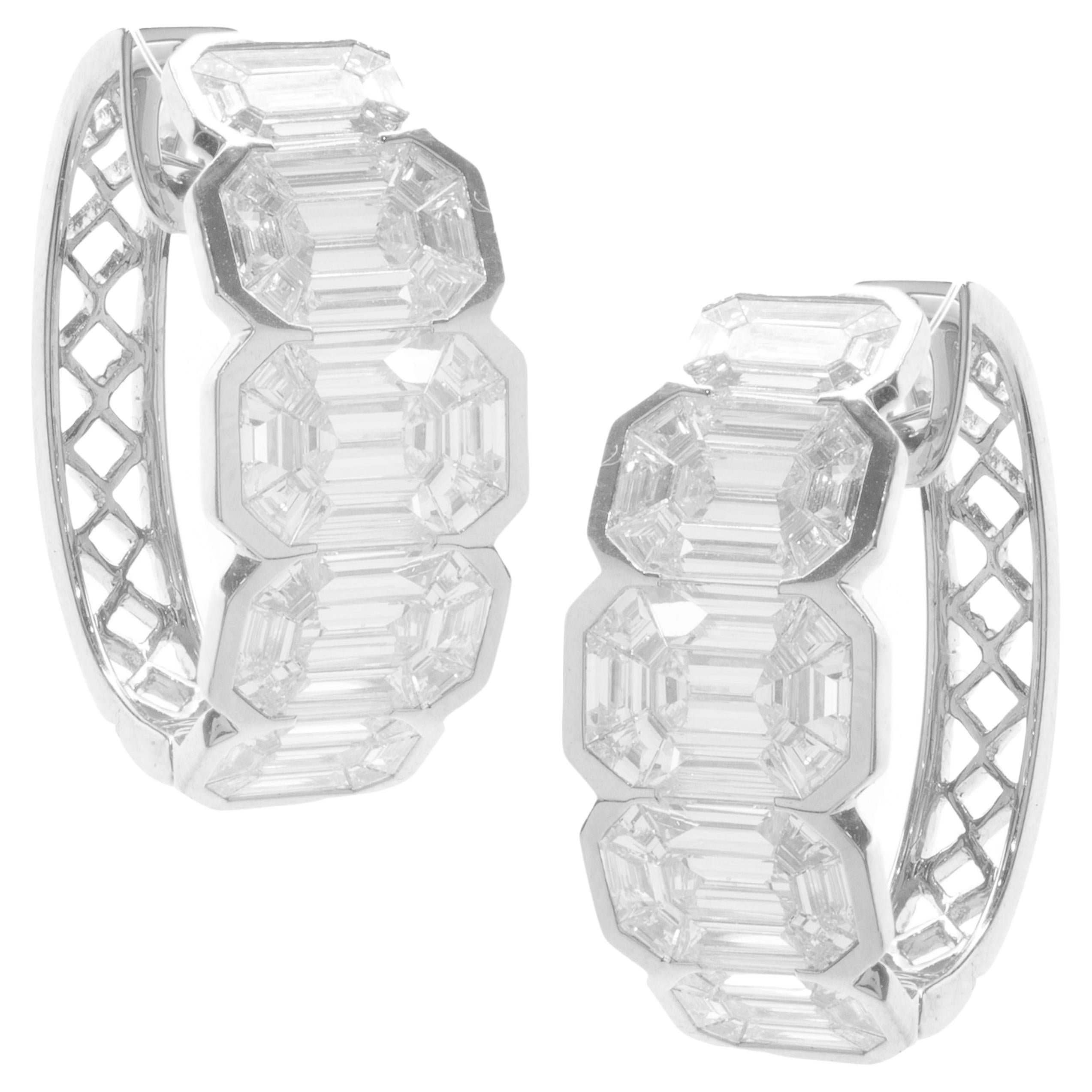 18ct White Gold Hoop Diamond Earrings main image 1