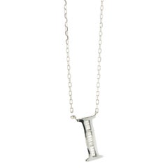 18 Karat White Gold Mosaic Set Diamond Initial I Necklace