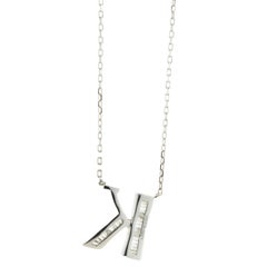 18 Karat White Gold Mosaic Set Diamond Initial K Necklace