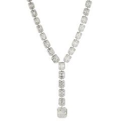 18 Karat White Gold Mosaic Set Diamond Lariat Necklace