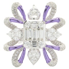 18 Karat White Gold Mosaic Set Diamond Purple Fusion Ring 18 Karat White Gold Mosaic Set Diamond Purple Fusion Ring