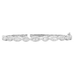18 Karat White Gold Mosaic Set Diamond Wave Bangle Bracelet