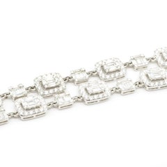 18 Karat White Gold Mosaic Set Station Collar Necklace