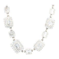 18 Karat White Gold Mosaic Set Station Collar Necklace
