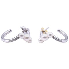 18 Karat White Gold Movado Pearl and Diamond Earrings