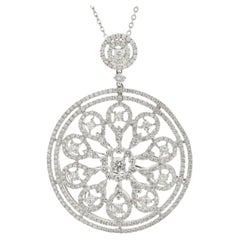 18 Karat White Gold Multi Circle Diamond Open Pendant