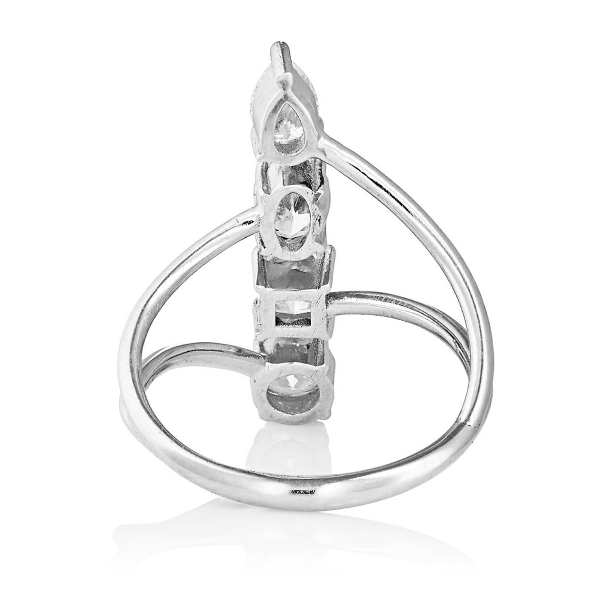 Round Cut Ileana Makri - 18 Karat White Gold Multi-Cut Diamond Engagement Ring For Sale