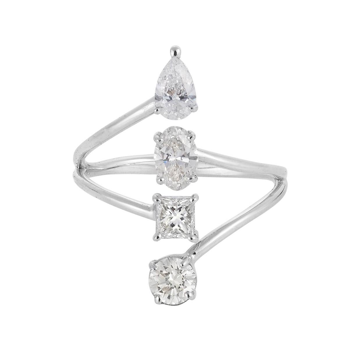 Ileana Makri - 18 Karat White Gold Multi-Cut Diamond Engagement Ring For Sale