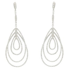 18 Karat White Gold Multi Layered Diamond Tear Drop Earrings