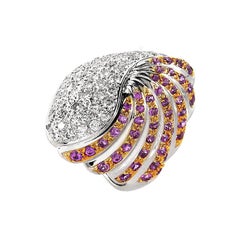 18 Karat White Gold Multi Sapphire and Diamond Ring MFC06-073113