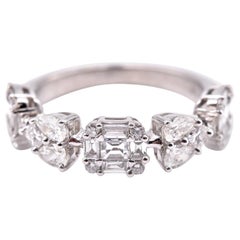 18 Karat White Gold Multi-Shape Diamond Cluster Band