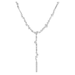 18 Karat White Gold Multi Shape Diamond Lariat Necklace