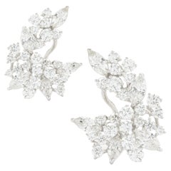 18 Karat White Gold Multi Shape Diamond Paisley Earrings