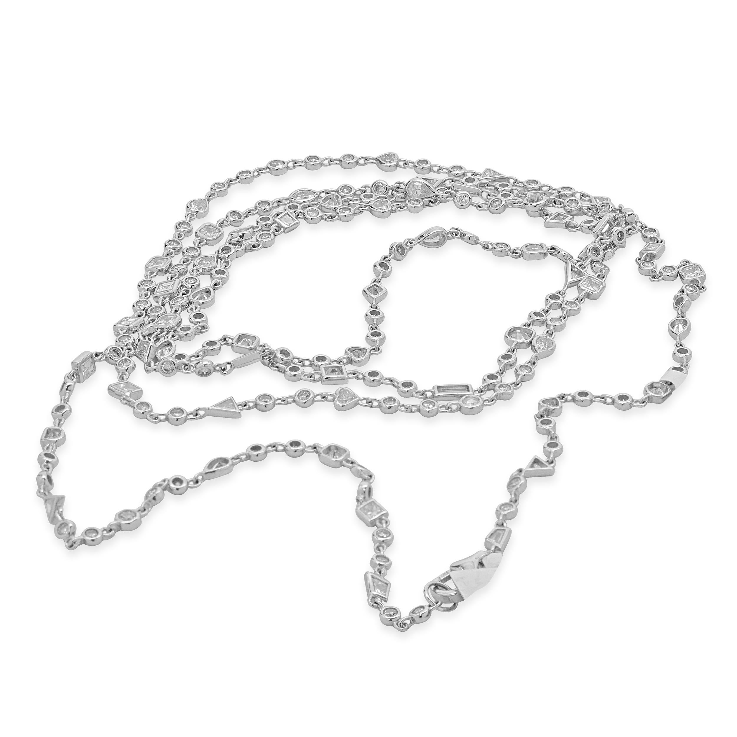 Mixed Cut 18 Karat White Gold Multi Shaped Diamonds By The Yard Necklace