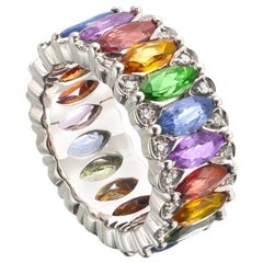 18 Karat White Gold Multicolored Sapphire and Diamond Amore Eternity Ring