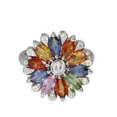 18 Karat White Gold Multicolored Sapphire Dalia Spinning Ring by Niquesa