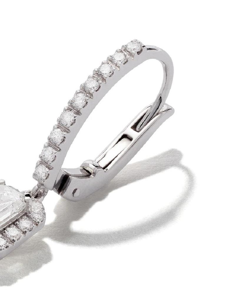 18 Karat White Gold Mye Pave Diamond Drop Hoop Earrings im Zustand „Neu“ im Angebot in Hong Kong, HK