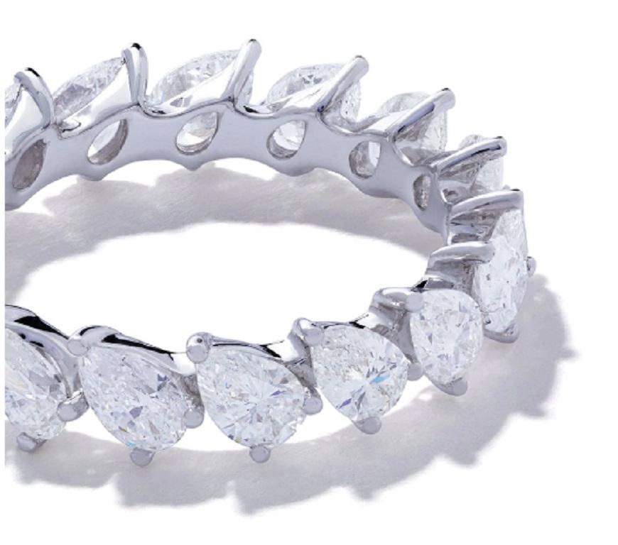 Pear Cut 18 Karat White Gold Mye Pear Diamond Eternity Ring For Sale