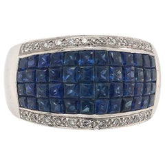 18 Karat White Gold Mystery Set Sapphire Estate Band Ring