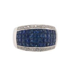 18 Karat White Gold Mystery Set Sapphire Estate Band Ring