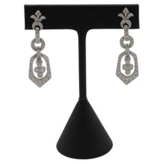 18 Karat White Gold Natural 2.00 Carat Diamond Chandelier Dangle Drop Earrings