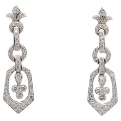 18 Karat White Gold Natural 2.00 Carat Diamond Chandelier Dangle Drop Earrings