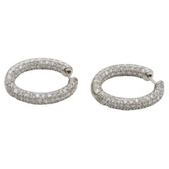 18 Karat Weißgold Naturdiamant 2,00 Karat innen außen Reif-Ohrringe