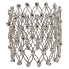 Bracelet élastique réglable en or blanc 18 carats et diamants naturels