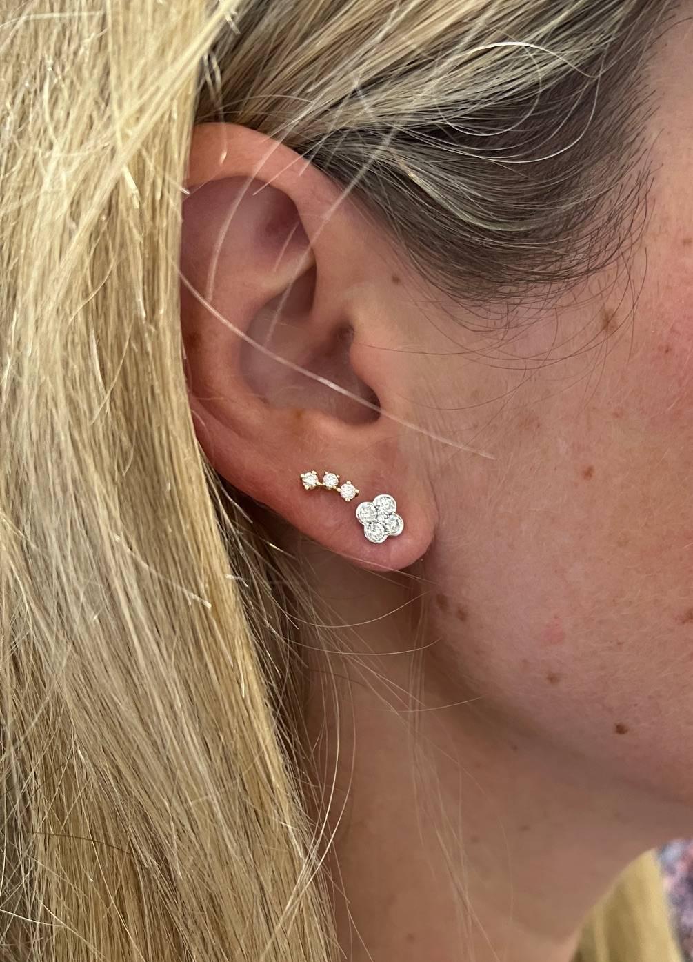 Taglio rotondo Orecchini a grappolo con diamante naturale in oro bianco 18 kt. in vendita