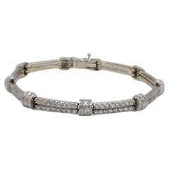18 Karat White Gold Natural Diamond Two-Row Tennis Line Bracelet