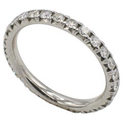 18 Karat White Gold Natural Round Diamond Eternity Band Stackable Ring