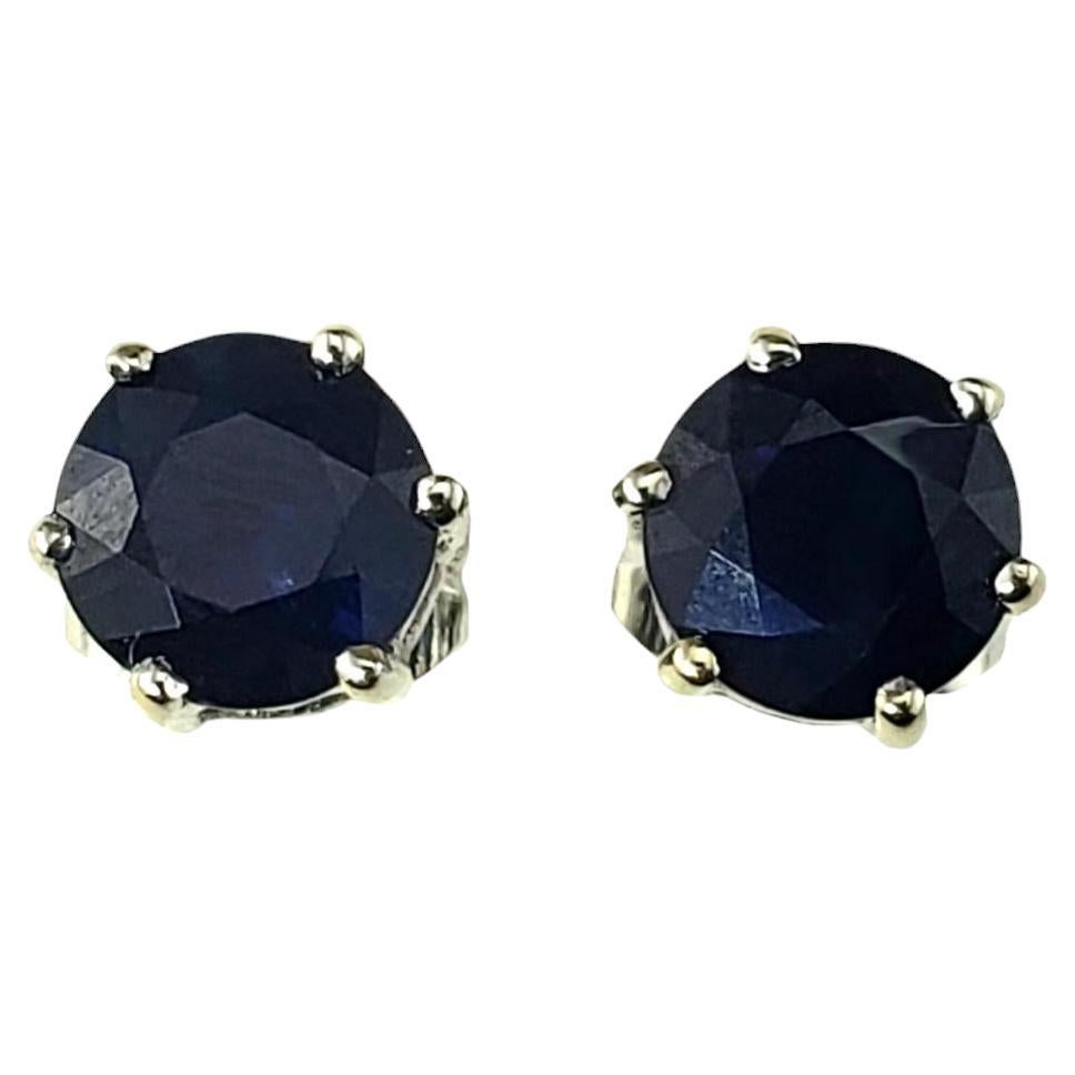 Boucles d'oreilles en or blanc 18 carats saphir naturel #19056