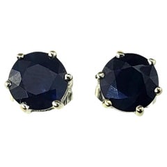 Boucles d'oreilles en or blanc 18 carats saphir naturel #19056