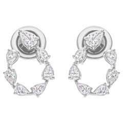 18 Karat Weißgold Natürlicher SI Reinheit HI Farbe Diamant Loop Ohrstecker
