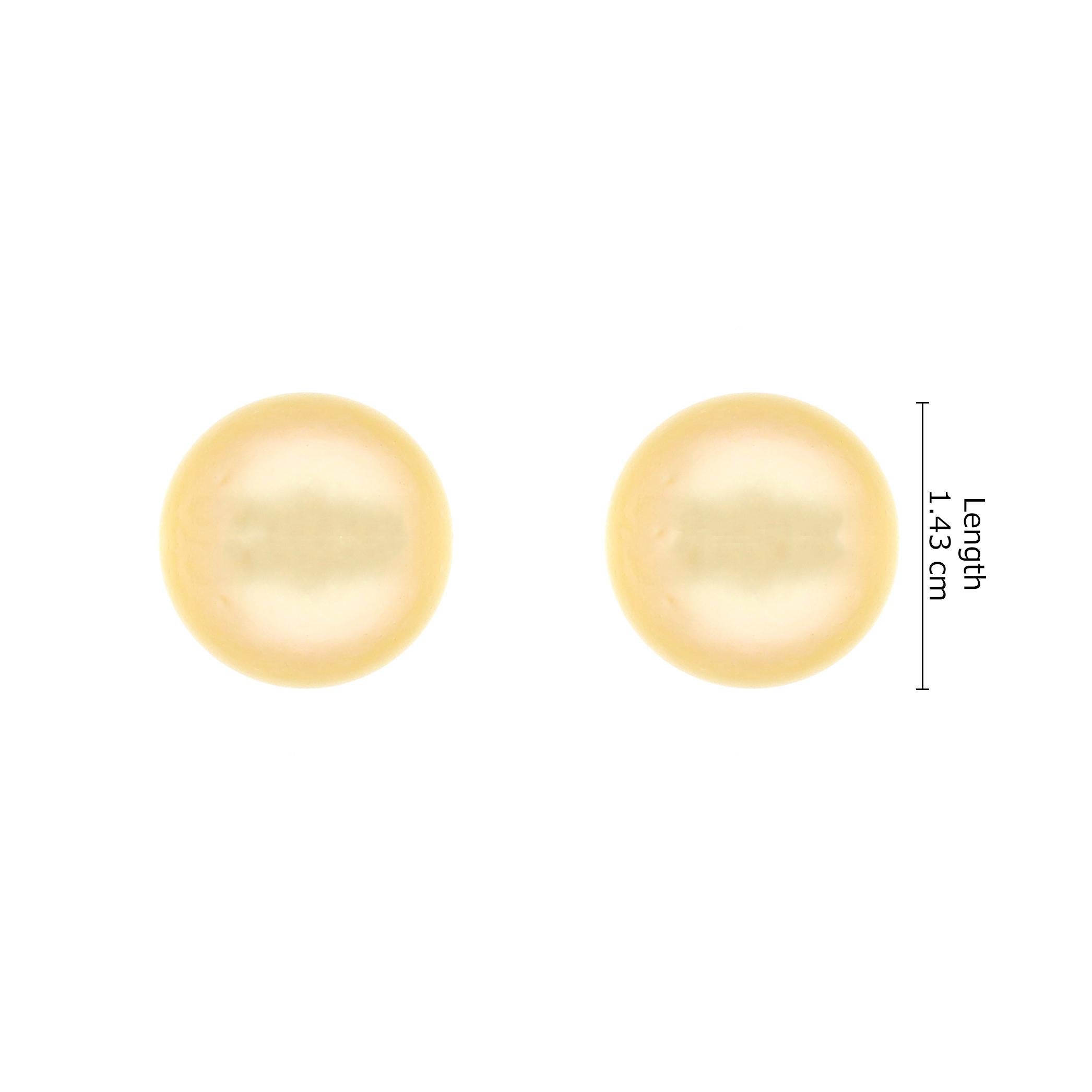 Round Cut 18 Karat White Gold Natural South Sea Pearl and Diamond Stud Earrings For Sale