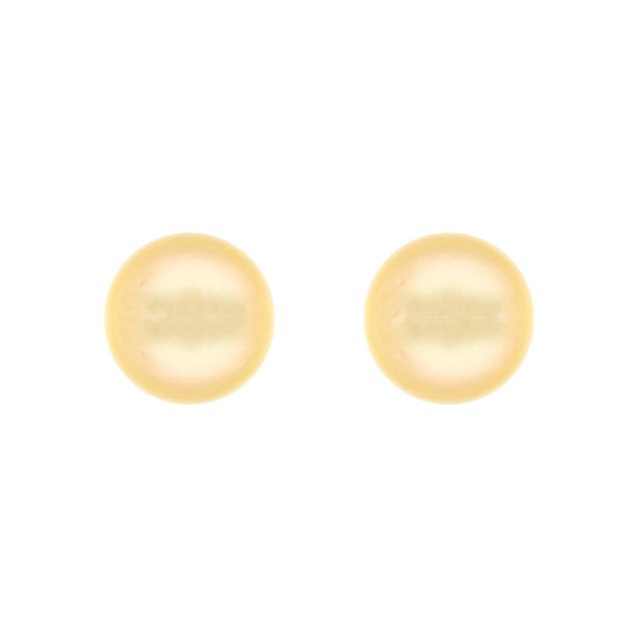 18 Karat White Gold Natural South Sea Pearl and Diamond Stud Earrings For Sale