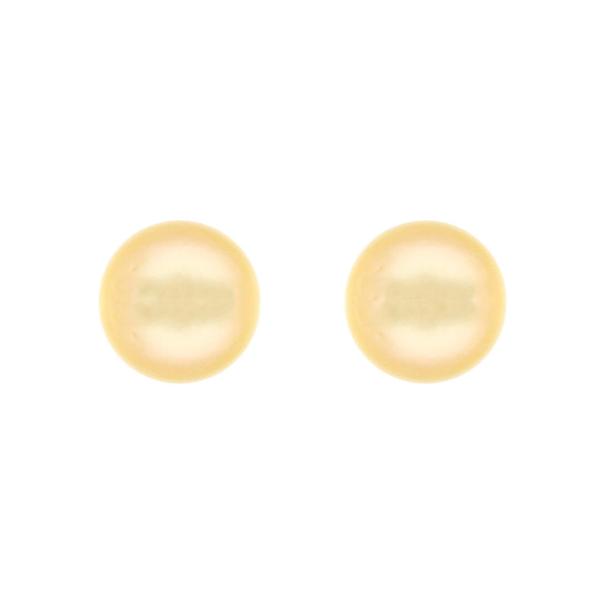 18 Karat White Gold Natural South Sea Pearl and Diamond Stud Earrings