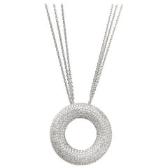 18 Karat White Gold Pendant Necklace with 1.90 Carat Brilliant Cut Diamonds Pave