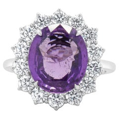 18 Karat White Gold No Heat Purple Sapphire and Diamond Cocktail Ring