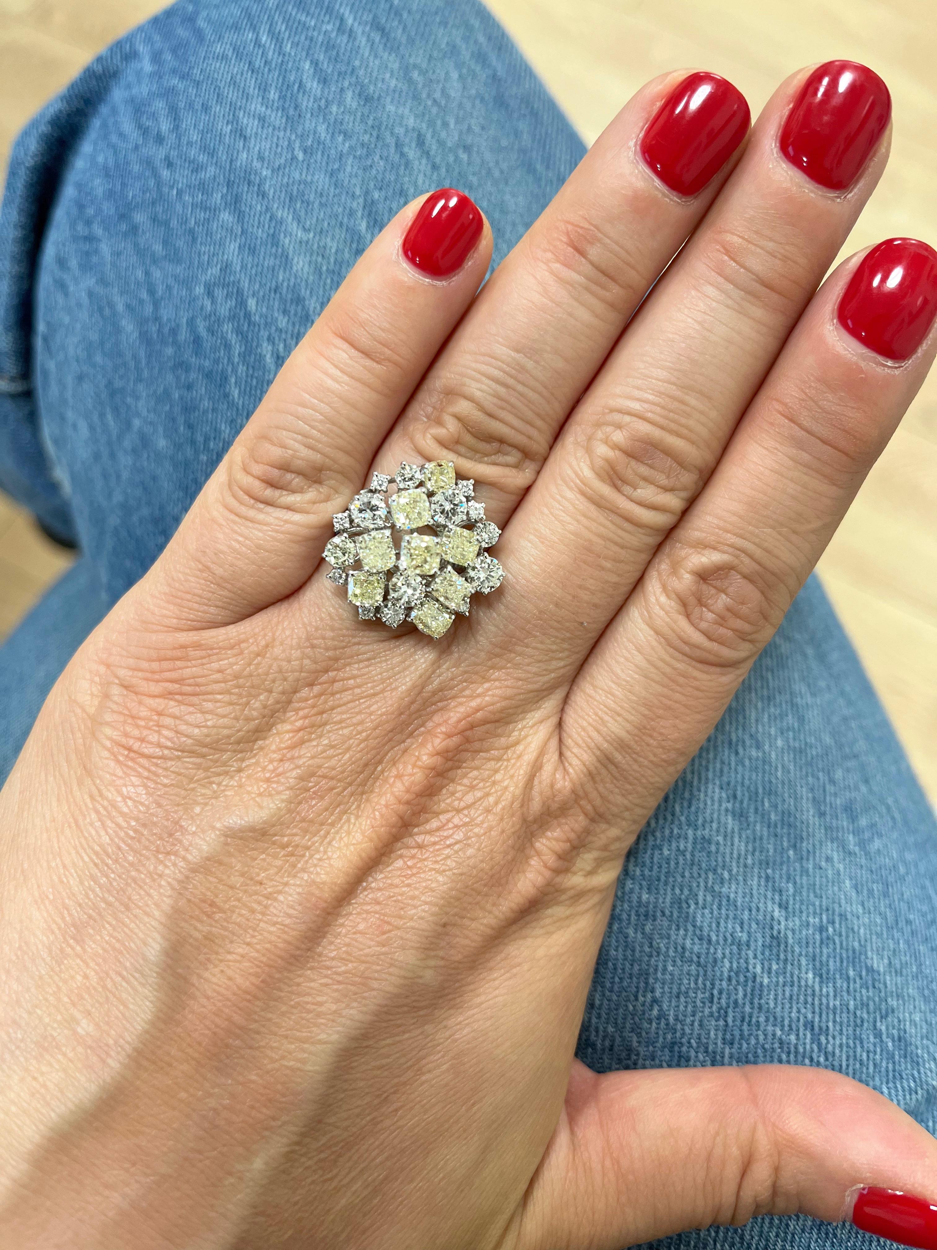 18 Karat White Gold Old Mine Cut Diamonds Cocktail Ring 1