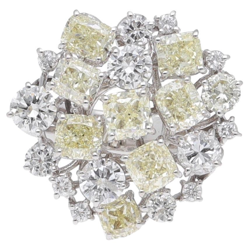 18 Karat White Gold Old Mine Cut Diamonds Cocktail Ring