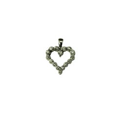 Colgante Corazón Abierto de Diamantes de Oro Blanco de 18 Kilates #21356