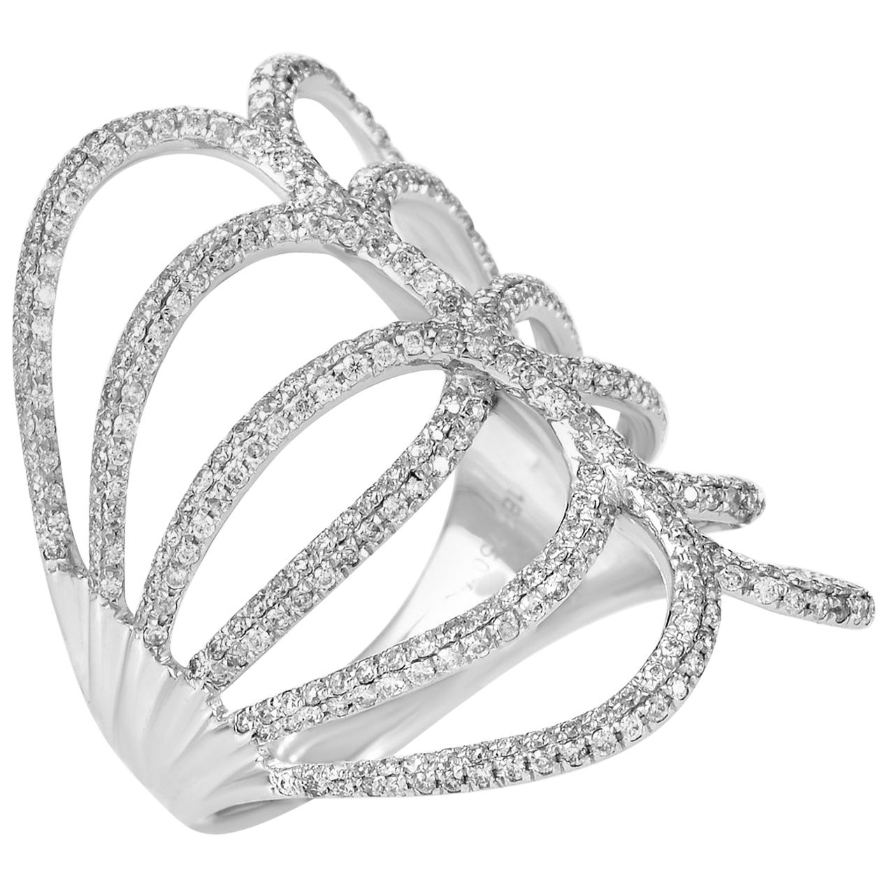 18 Karat White Gold Openwork Diamond Band Ring