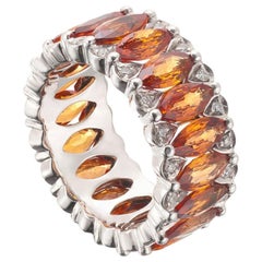 18 Karat White Gold Orange Sapphire and Diamond Amore Band Ring by Niquesa