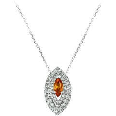 18 Karat White Gold Orange Sapphire and Diamond Gemma Pendant by Niquesa