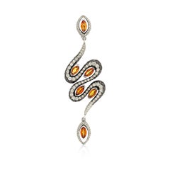 18 Karat White Gold Orange Sapphire and Diamond Signature Earrings by Niquesa
