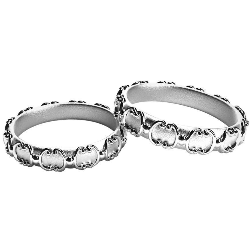 18 Karat White Gold Heart Illusion Diamond Wedding Band For Sale at 1stDibs